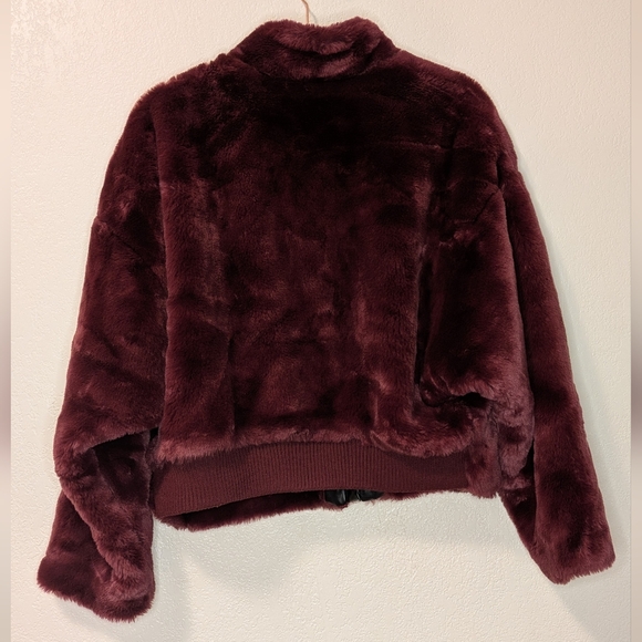 Free People Burgundy Faux Fur Jacket - Picture 3 of 11